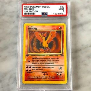 1999 Pokemon Fossil Moltres 1st Edition PSA9 #27